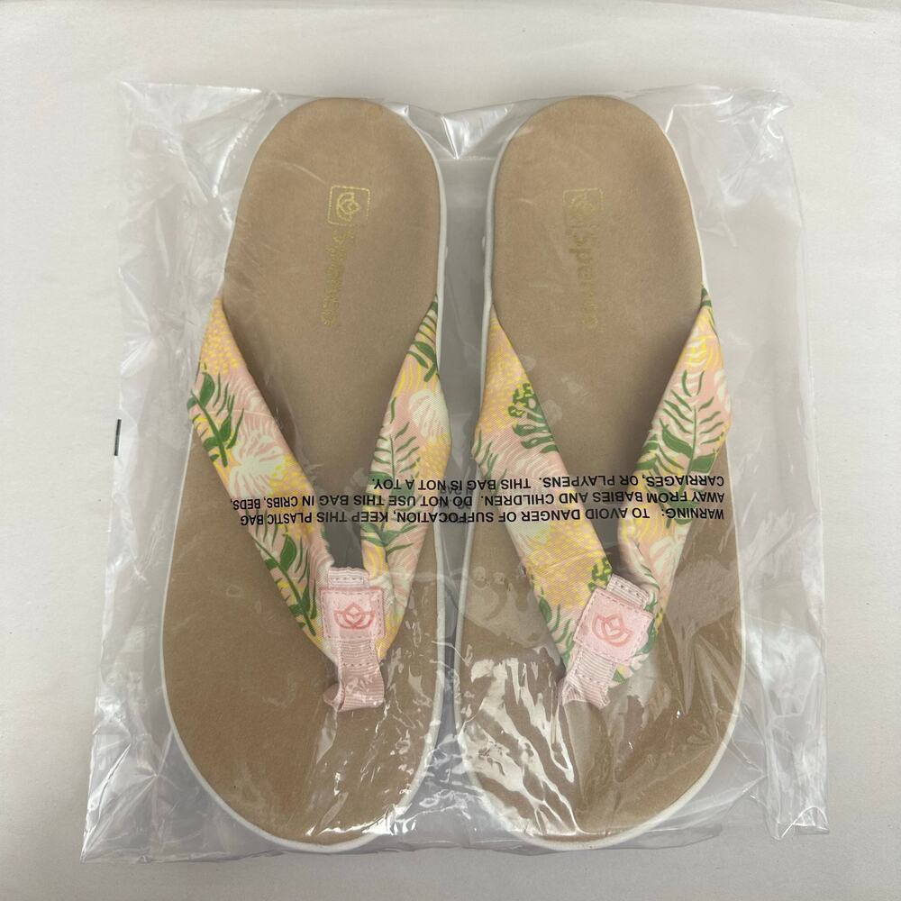 Spenco Victoria Orthotic Arch Support Sandals Pink Tropical Leaf Print Size 12M